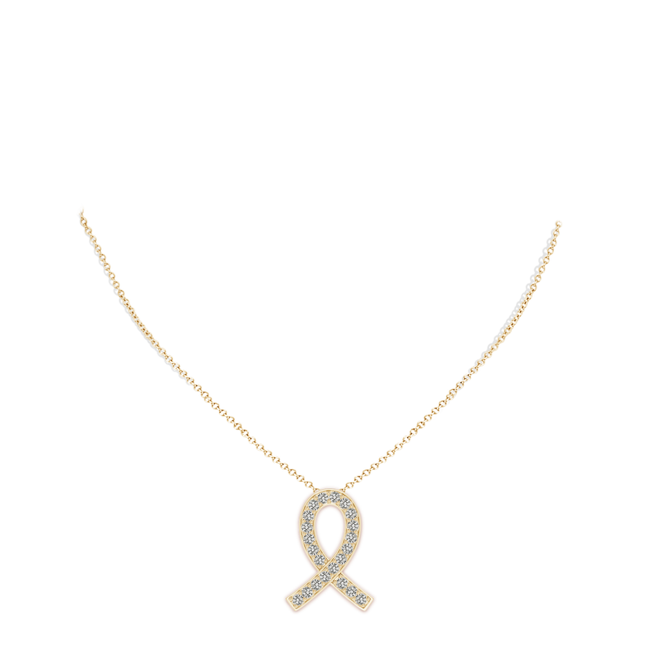 2.5mm KI3 Pave-Set Diamond Awareness Ribbon Pendant in Yellow Gold pen