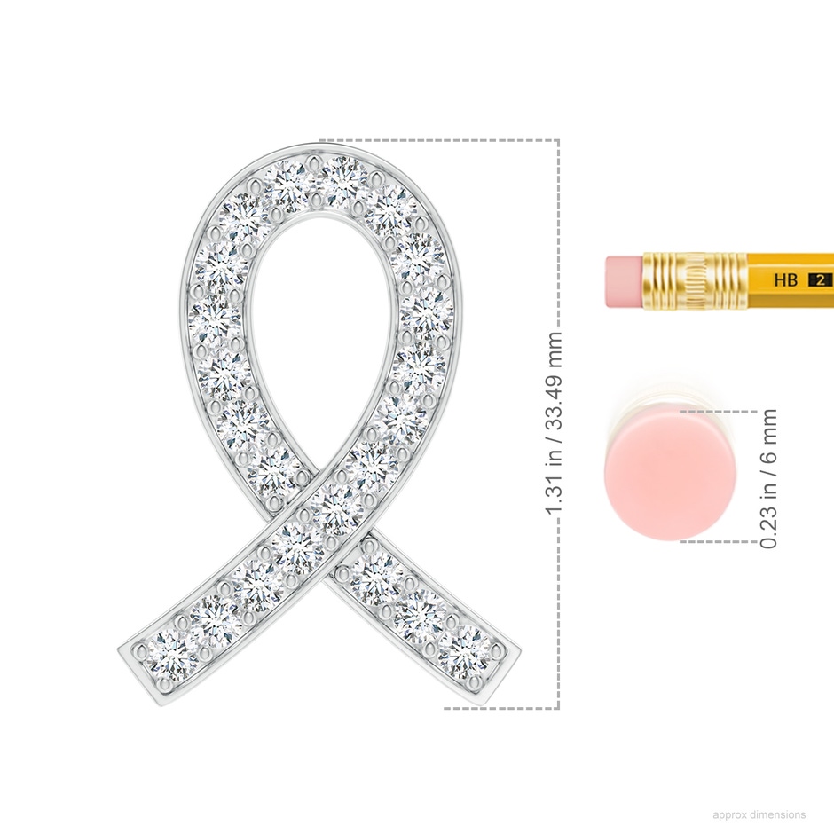 2.9mm GVS2 Pave-Set Diamond Awareness Ribbon Pendant in P950 Platinum ruler