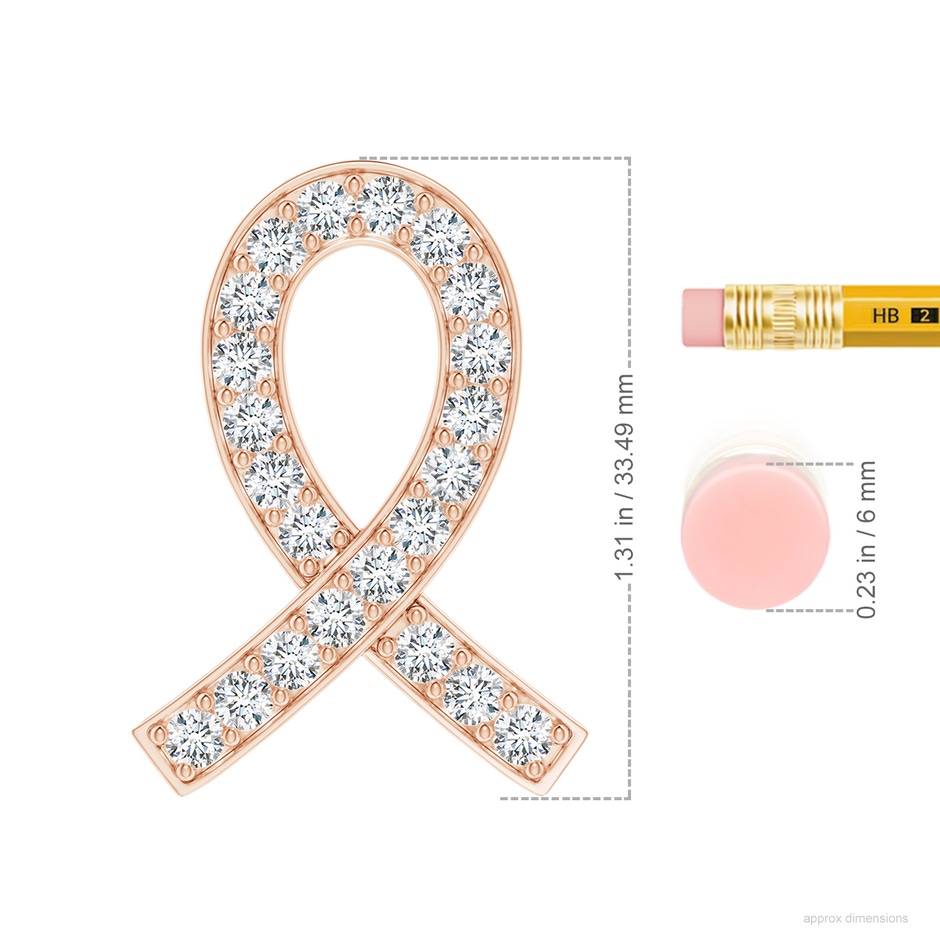 2.9mm GVS2 Pave-Set Diamond Awareness Ribbon Pendant in Rose Gold ruler