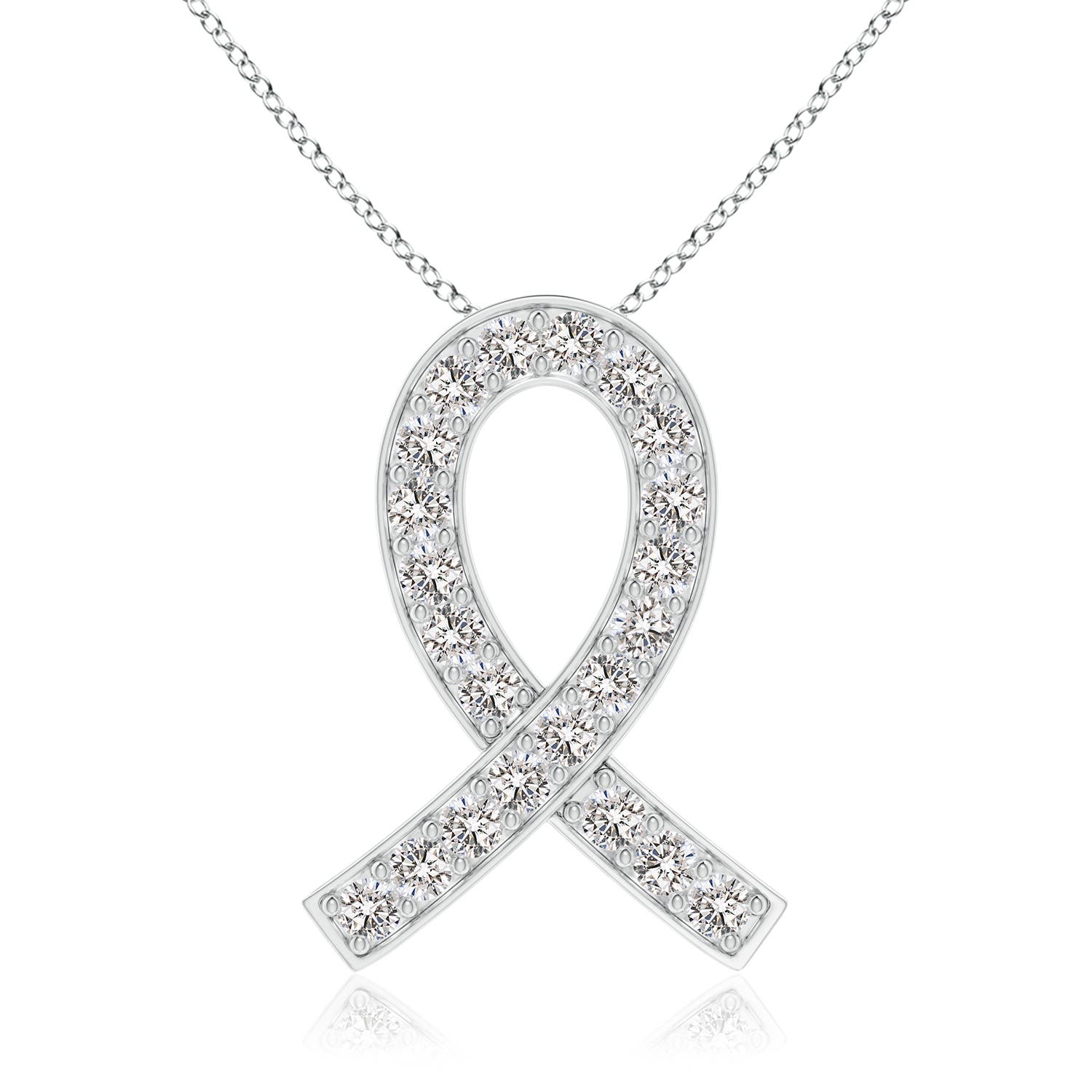 2.9mm IJI1I2 Pave-Set Diamond Awareness Ribbon Pendant in 18CT White Gold