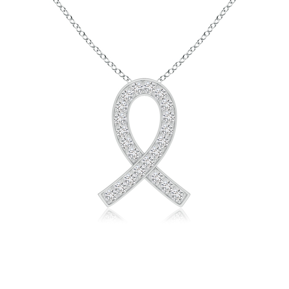 2mm HSI2 Pave-Set Diamond Awareness Ribbon Pendant in White Gold 