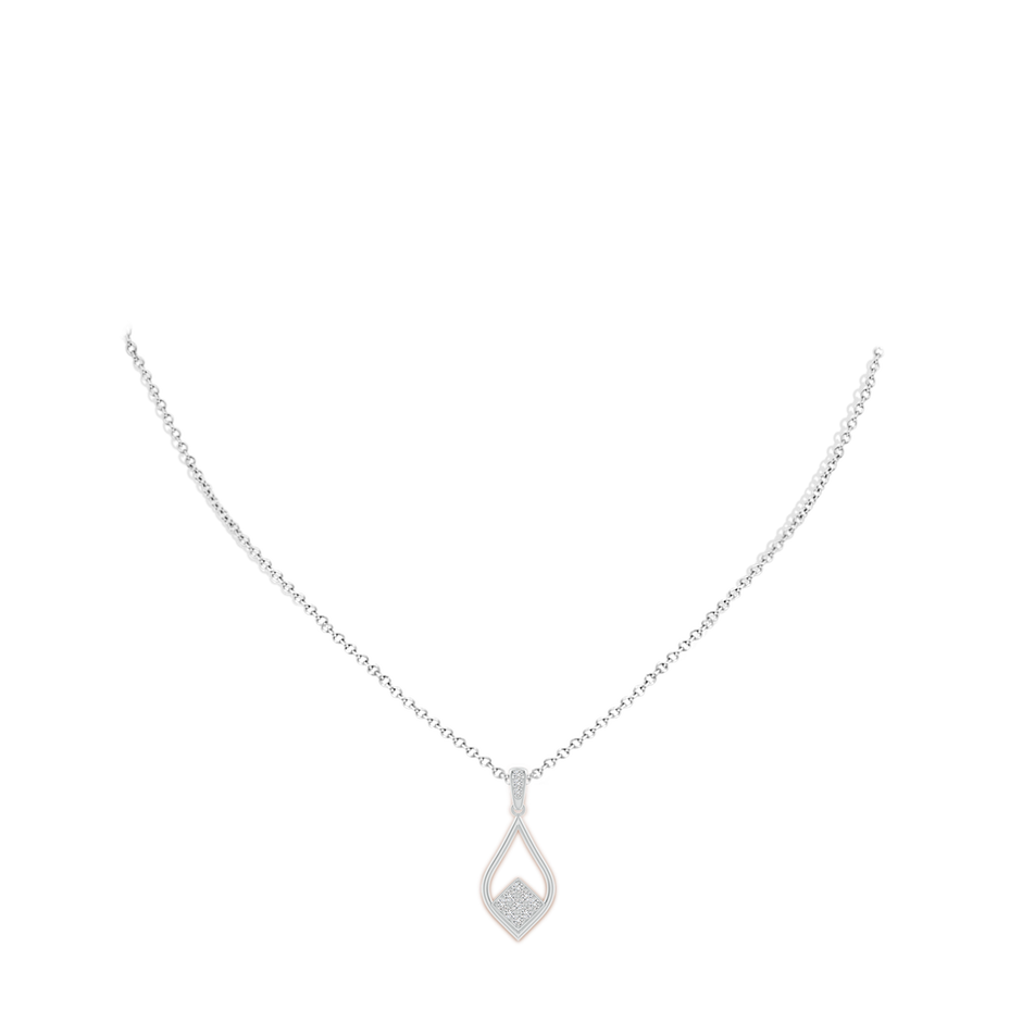 1.4mm HSI2 Pave-Set Diamond Pointed Teardrop Pendant in White Gold body-neck