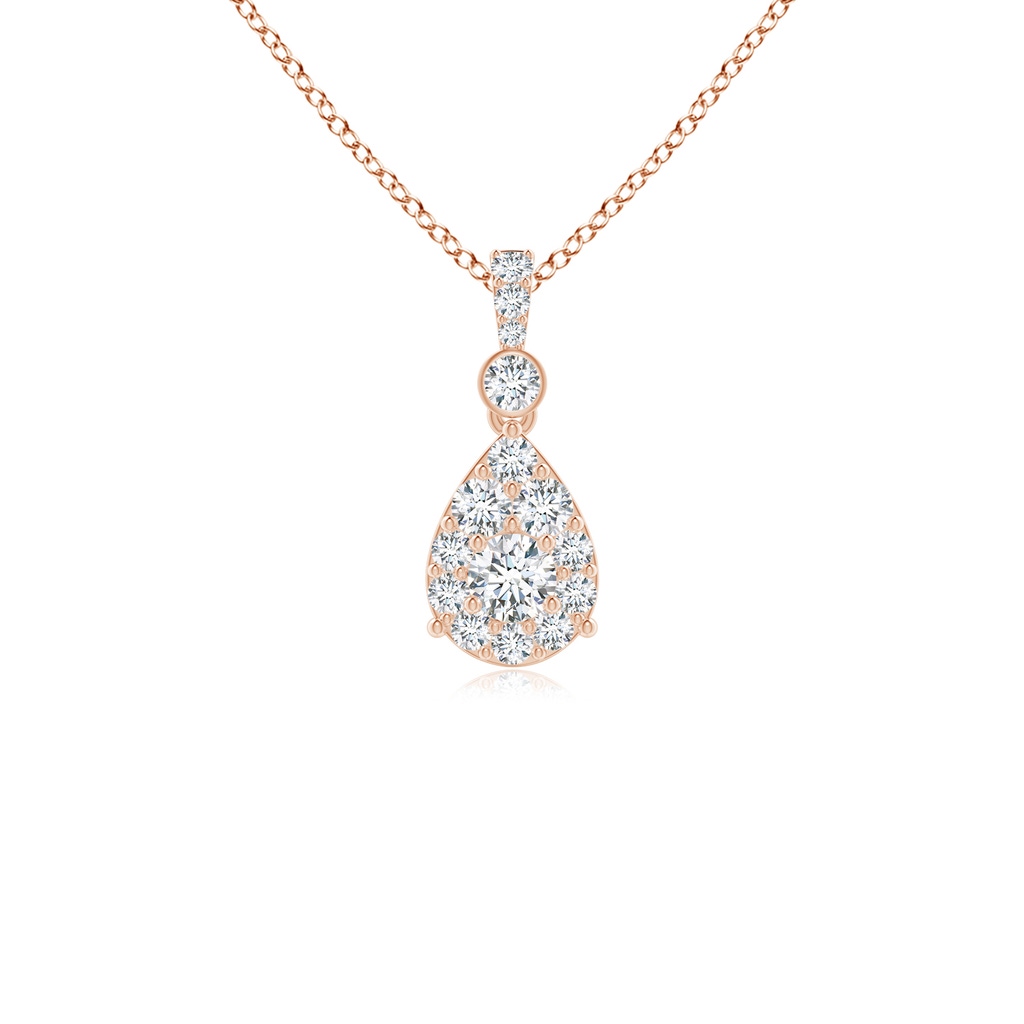 3mm GVS2 Diamond Cluster Pear-Shaped Pendant in Rose Gold