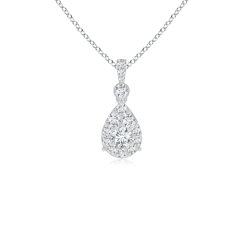 3mm GVS2 Diamond Cluster Pear-Shaped Pendant in White Gold