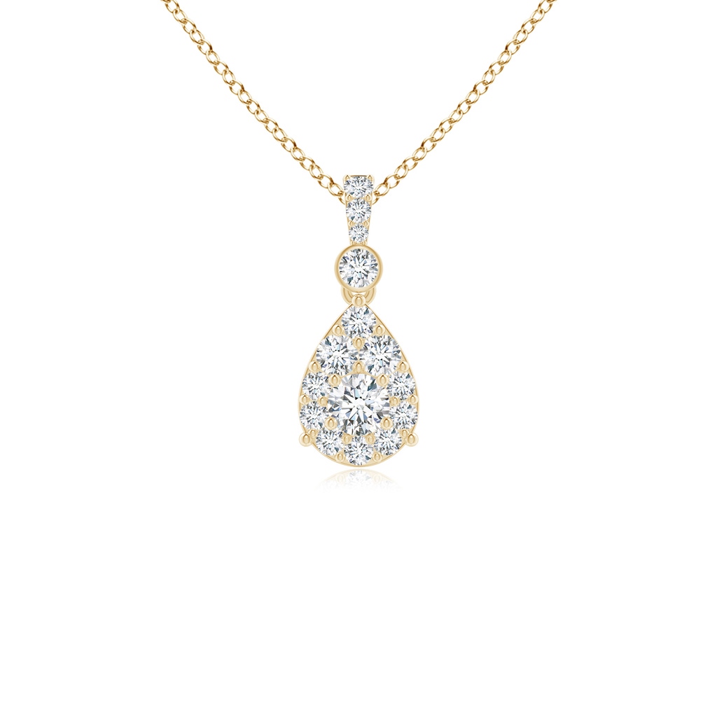 3mm GVS2 Diamond Cluster Pear-Shaped Pendant in Yellow Gold