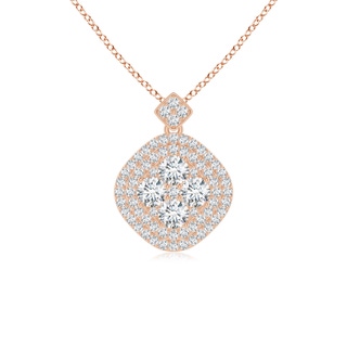 4.1mm GVS2 Diamond Clustre Cushion Pendant with Double Halo in Rose Gold