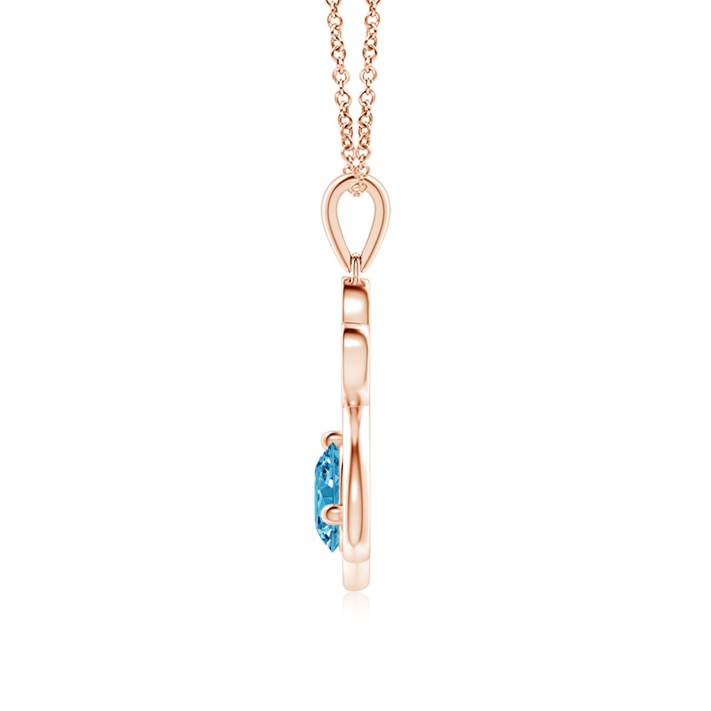5.1mm AAAA Fancy Intense Blue Diamond Paw Print Pendant in Rose Gold - side 199