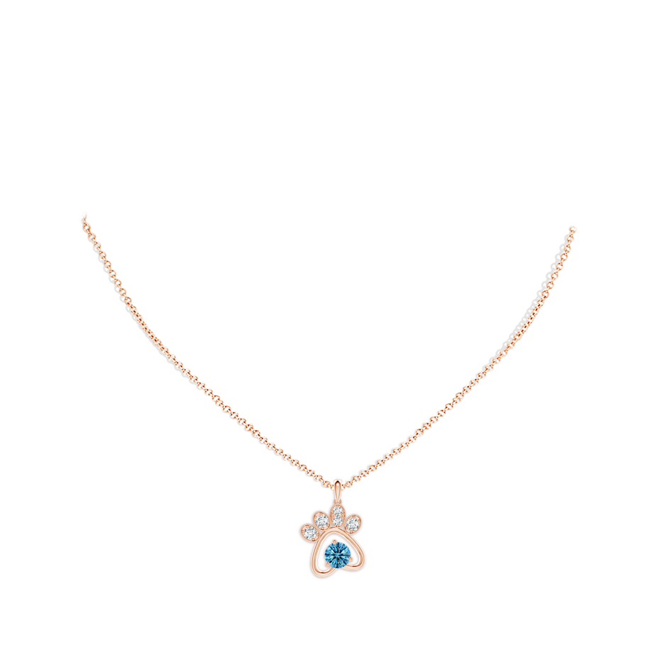 5.1mm AAAA Fancy Intense Blue Diamond Paw Print Pendant in Rose Gold pen