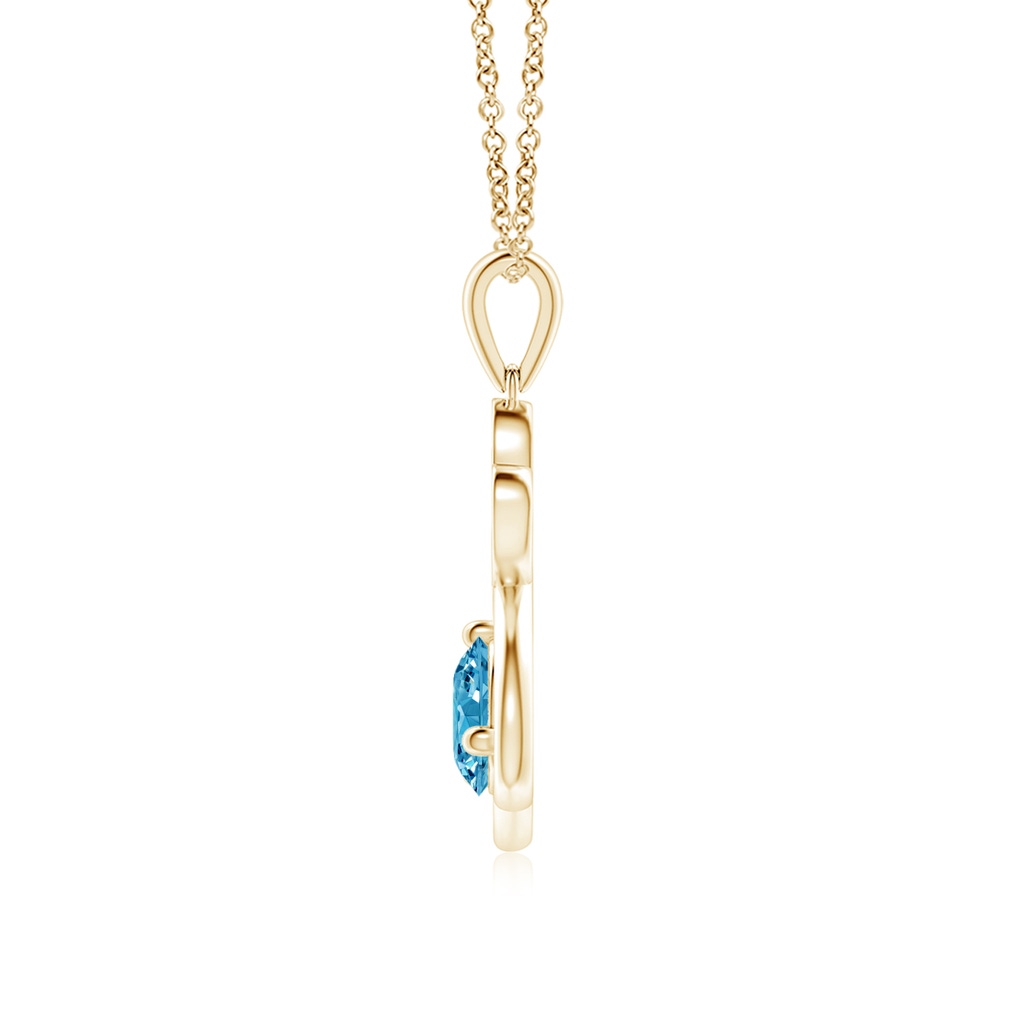 5.1mm AAAA Fancy Intense Blue Diamond Paw Print Pendant in Yellow Gold - side 199