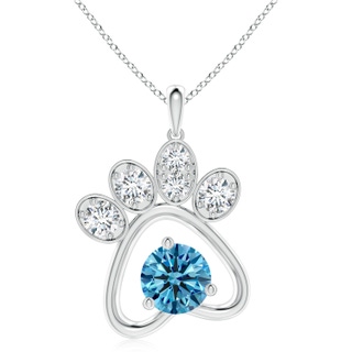 6.4mm AAAA Fancy Intense Blue Diamond Paw Print Pendant in P950 Platinum