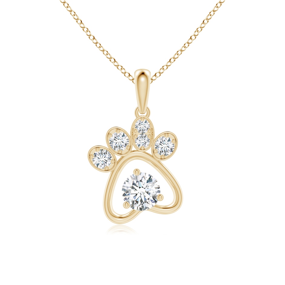 4.7mm GVS2 Diamond Paw Print Pendant in Yellow Gold 