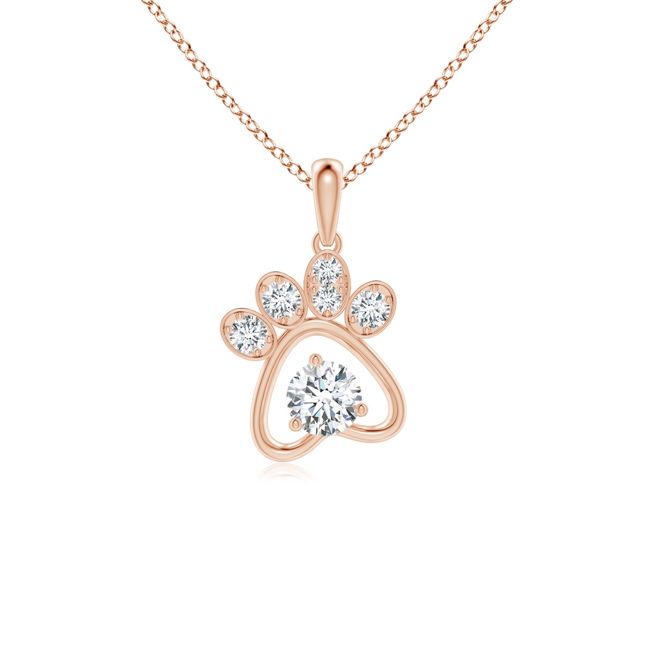 4mm GVS2 Diamond Paw Print Pendant in 10K Rose Gold 