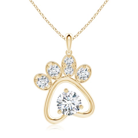 5.9mm GVS2 Diamond Paw Print Pendant in Yellow Gold
