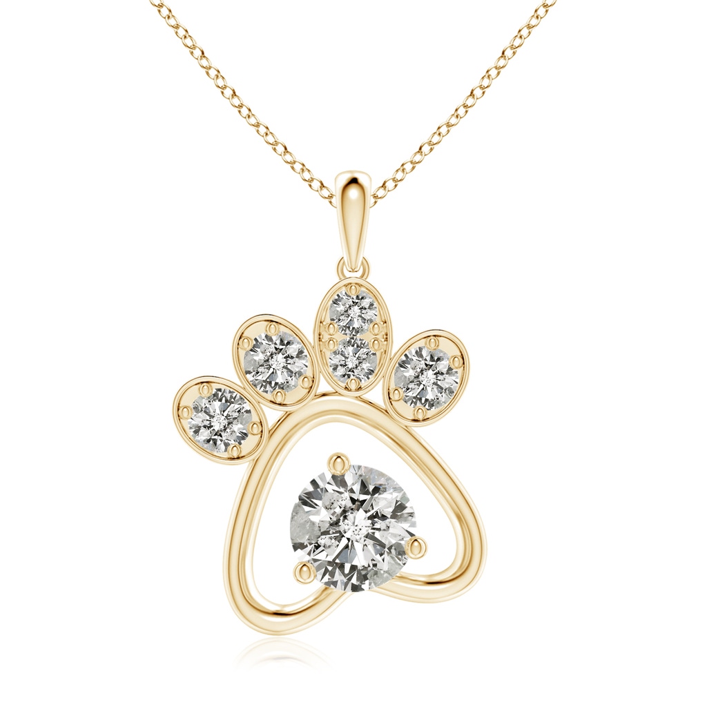 5.9mm KI3 Diamond Paw Print Pendant in Yellow Gold