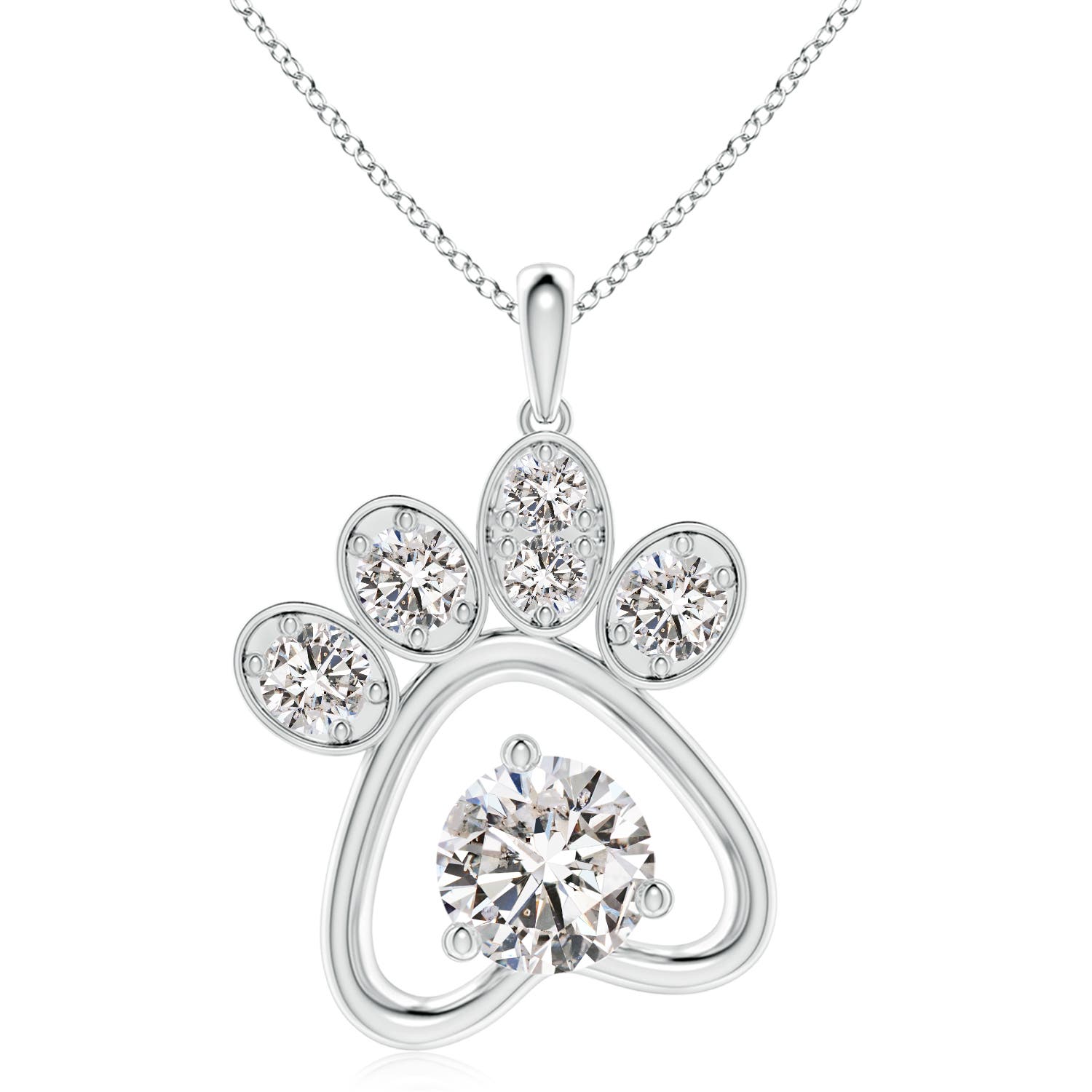 6.4mm IJI1I2 Diamond Paw Print Pendant in 18CT White Gold