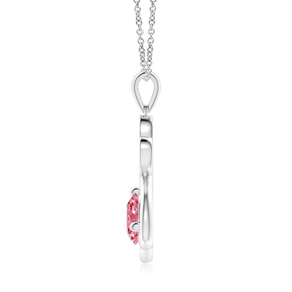 5.9mm AAAA Fancy Intense Pink Diamond Paw Print Pendant in White Gold - side 199
