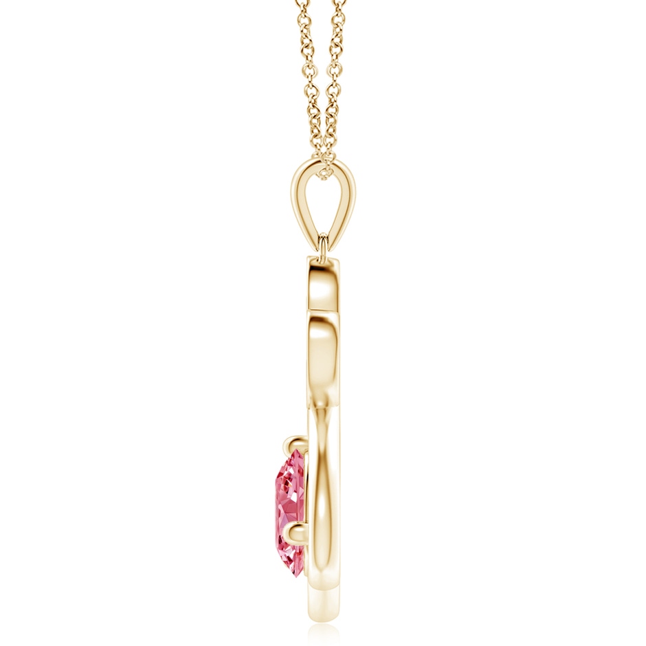 6.4mm AAAA Fancy Intense Pink Diamond Paw Print Pendant in Yellow Gold side 199