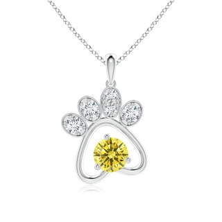 5.1mm AAAA Fancy Intense Yellow Diamond Paw Print Pendant in P950 Platinum