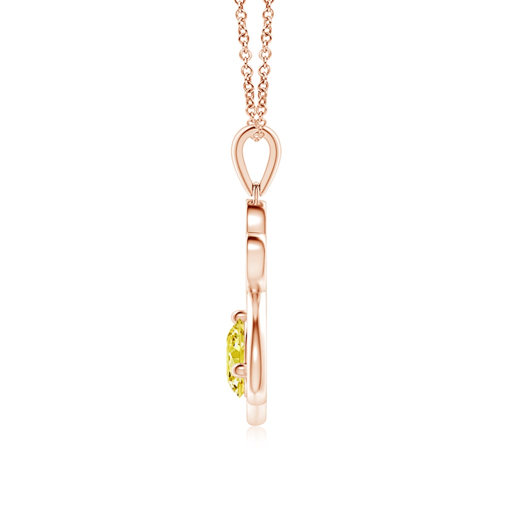 5.1mm AAAA Fancy Intense Yellow Diamond Paw Print Pendant in Rose Gold - side 199