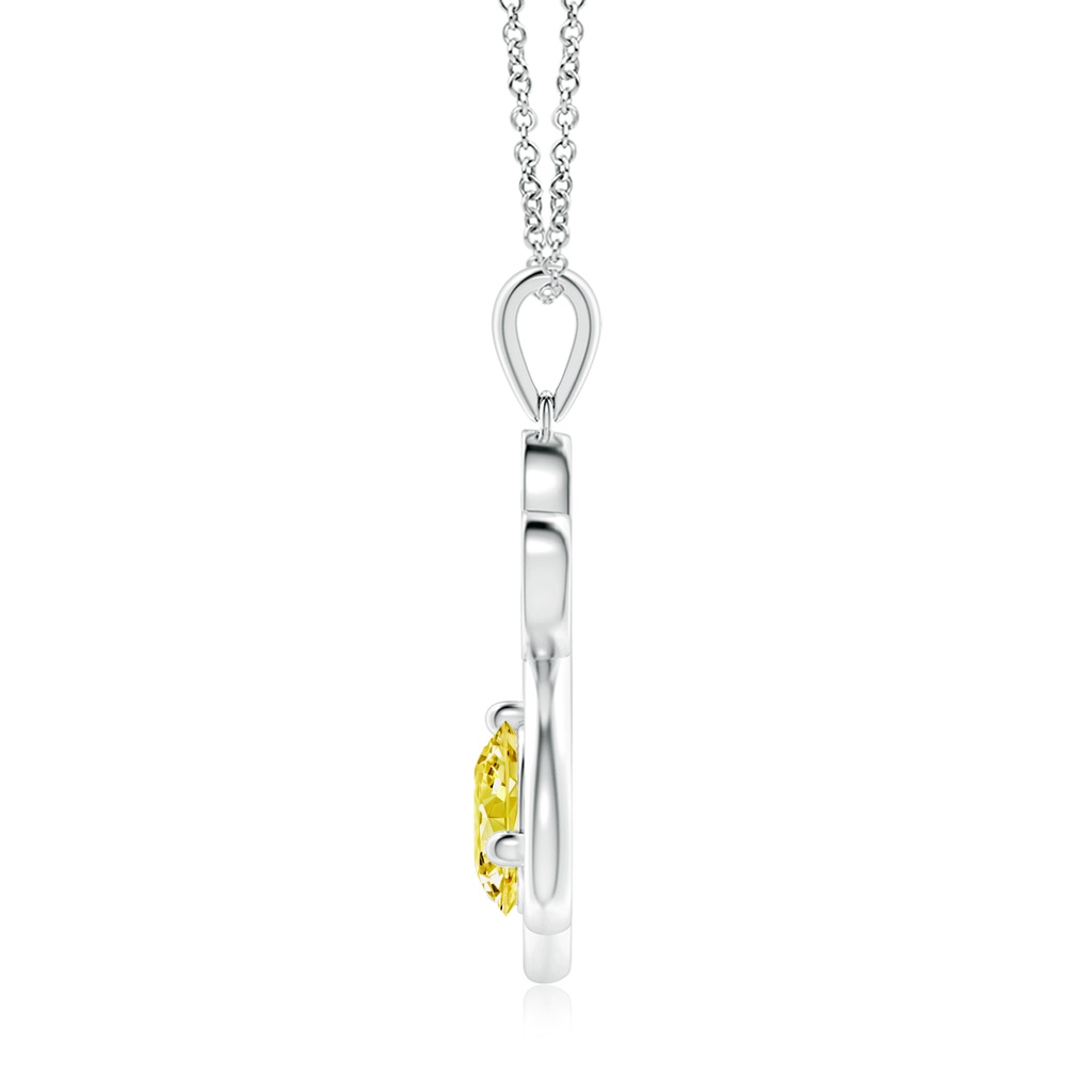 5.9mm AAAA Fancy Intense Yellow Diamond Paw Print Pendant in White Gold - side 199