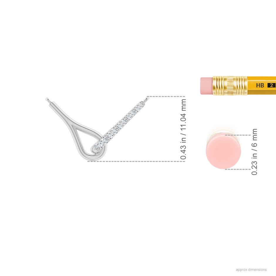 1.2mm GVS2 Diamond Interlocking Loop Pendant in 18K White Gold ruler