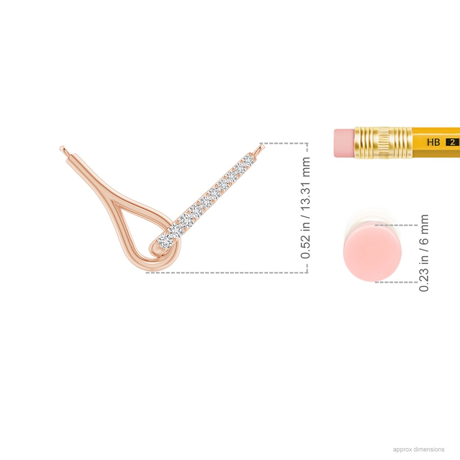 1.45mm HSI2 Diamond Interlocking Loop Pendant in Rose Gold ruler