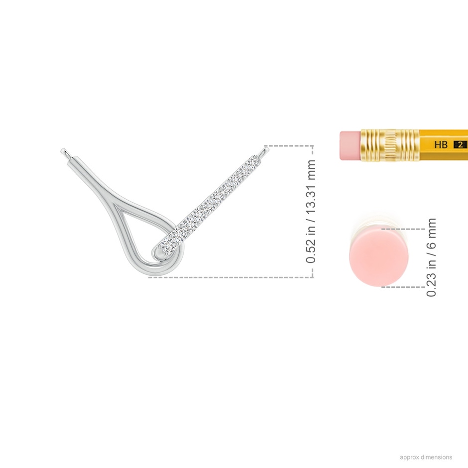 1.45mm HSI2 Diamond Interlocking Loop Pendant in White Gold ruler