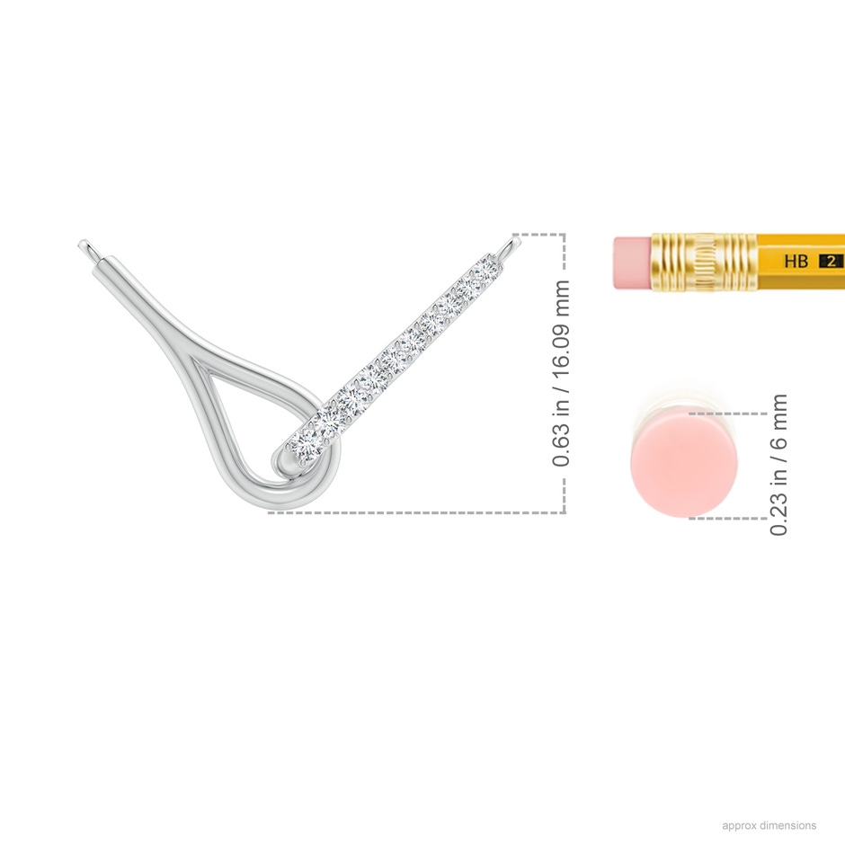 1.75mm GVS2 Diamond Interlocking Loop Pendant in P950 Platinum ruler