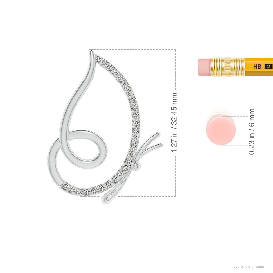 1.45mm KI3 Nature Inspired Diamond Butterfly Pendant in White Gold ruler