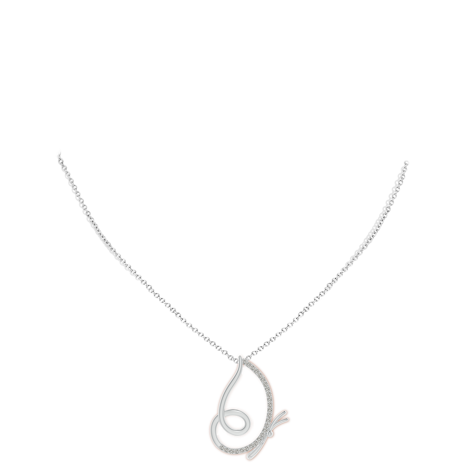 1.45mm KI3 Nature Inspired Diamond Butterfly Pendant in White Gold body-neck