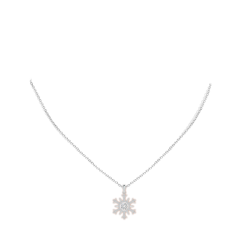 4.3mm HSI2 Diamond Snowflake Pendant in White Gold body-neck