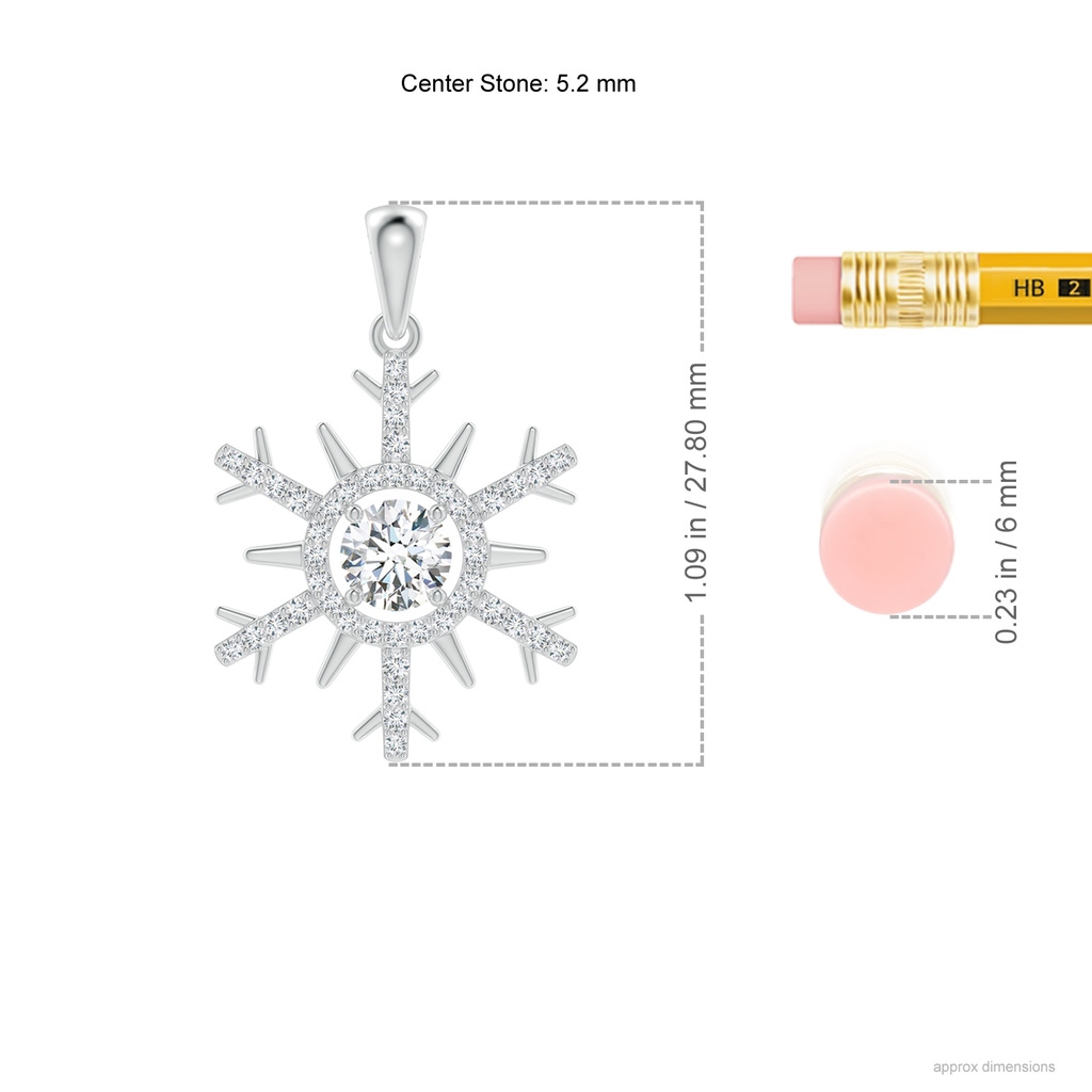 5.2mm GVS2 Diamond Snowflake Pendant in White Gold Ruler