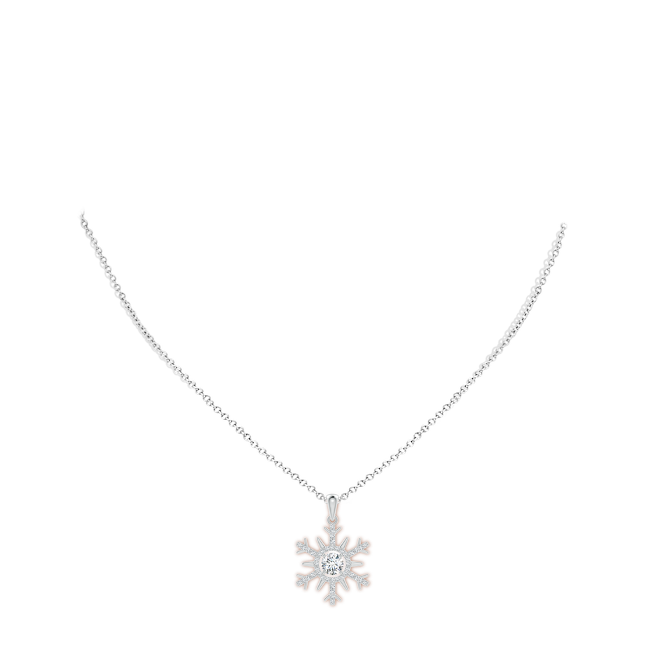 5.2mm GVS2 Diamond Snowflake Pendant in White Gold body-neck