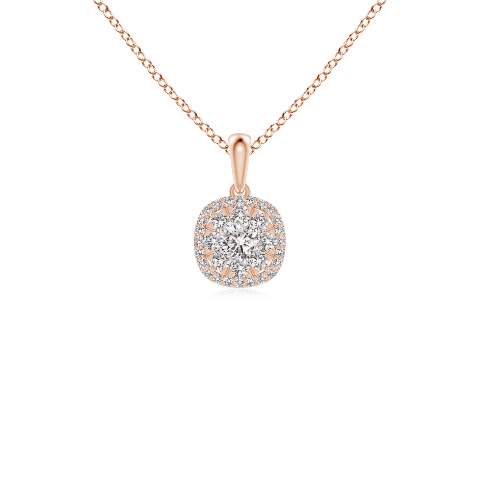 3.1mm IJI1I2 Diamond Clustre Cushion Pendant with Halo in Rose Gold 