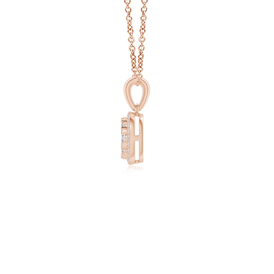 3.1mm IJI1I2 Diamond Clustre Cushion Pendant with Halo in Rose Gold side-1
