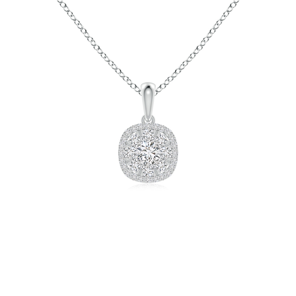 3.8mm HSI2 Diamond Cluster Cushion Pendant with Halo in White Gold