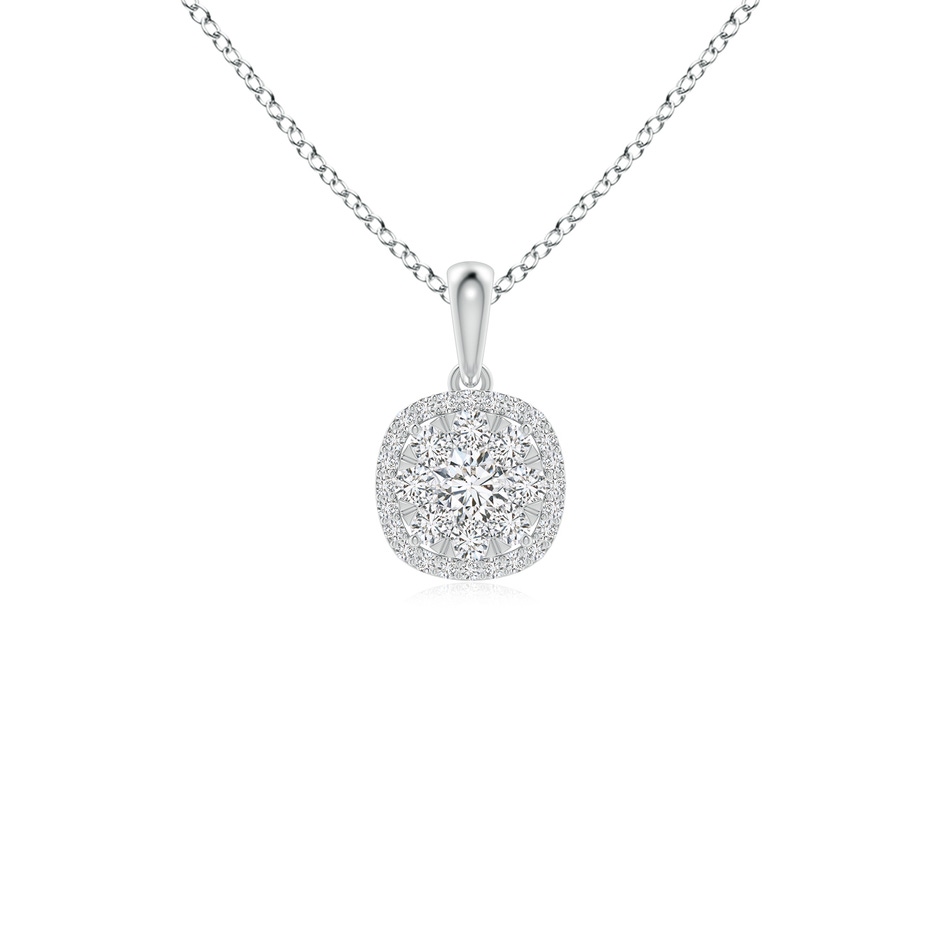 3.8mm HSI2 Diamond Clustre Cushion Pendant with Halo in White Gold 