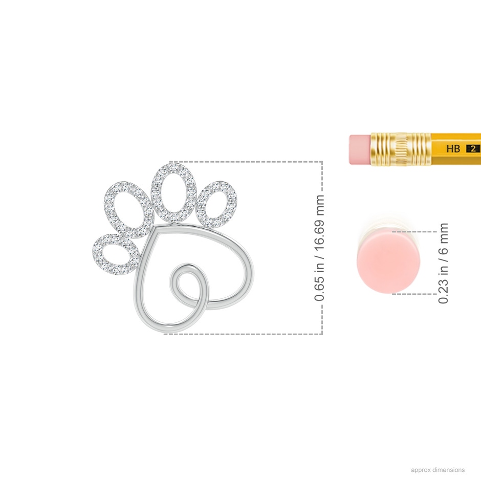 0.95mm GVS2 Prong-Set Diamond Paw Print Pendant in P950 Platinum ruler