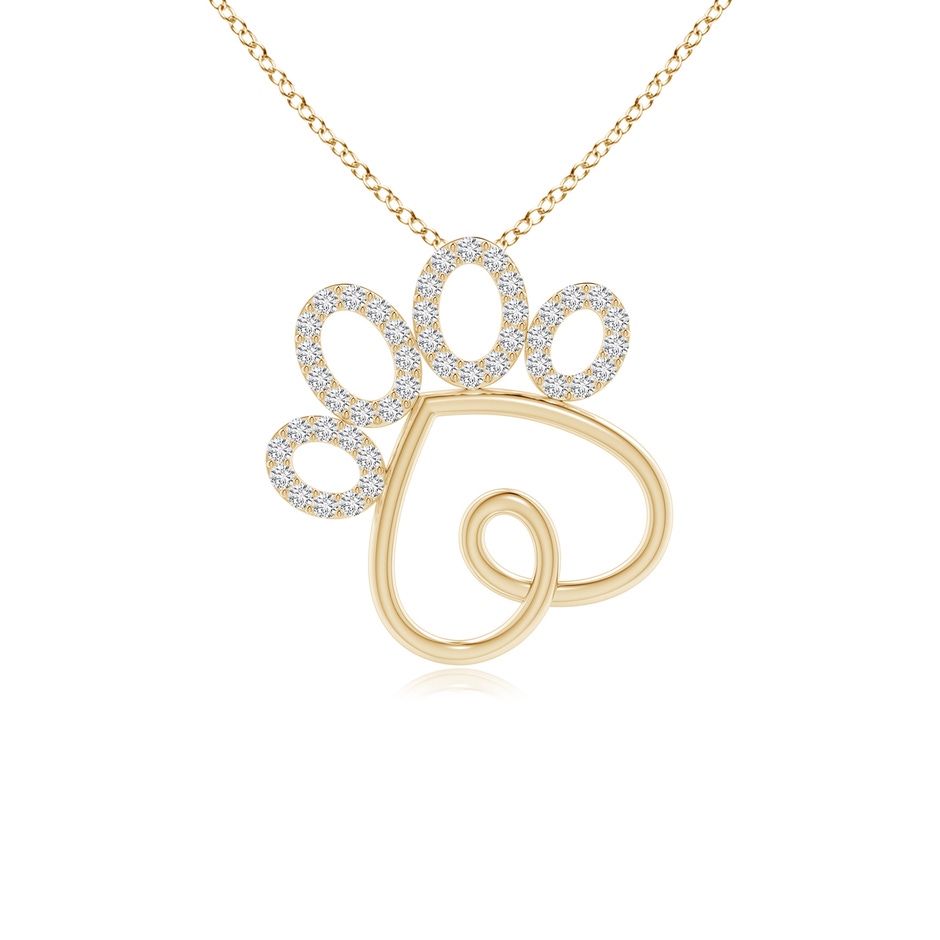 1.1mm HSI2 Prong-Set Diamond Paw Print Pendant in Yellow Gold 