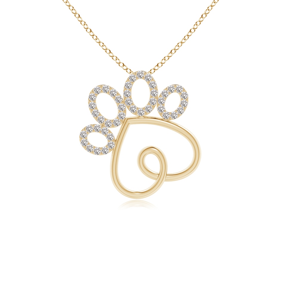 1.1mm IJI1I2 Prong-Set Diamond Paw Print Pendant in Yellow Gold 