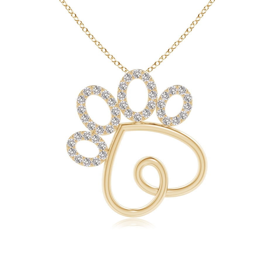 1.35mm IJI1I2 Prong-Set Diamond Paw Print Pendant in Yellow Gold 