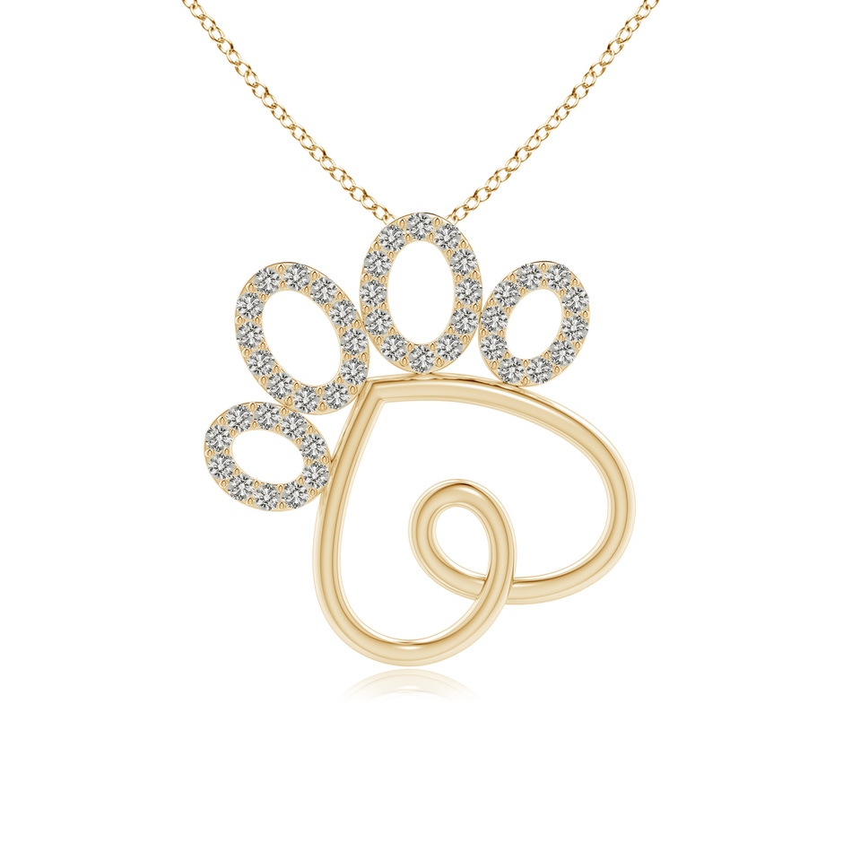 1.35mm KI3 Prong-Set Diamond Paw Print Pendant in Yellow Gold 