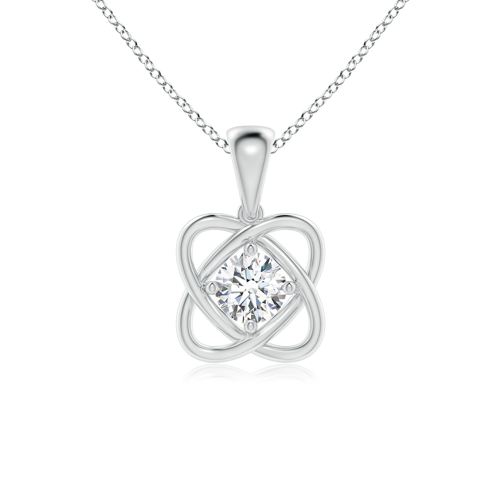 5.1mm GVS2 Round Diamond Love Knot Pendant in White Gold