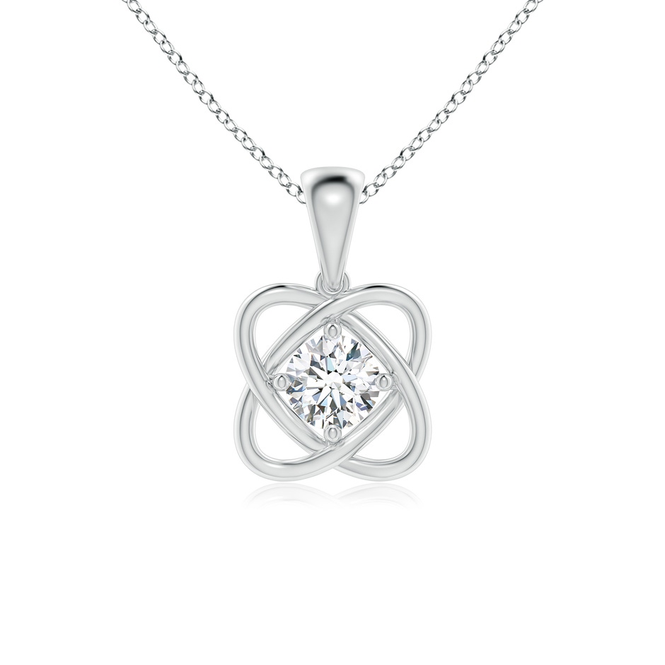 5.1mm GVS2 Round Diamond Love Knot Pendant in White Gold 