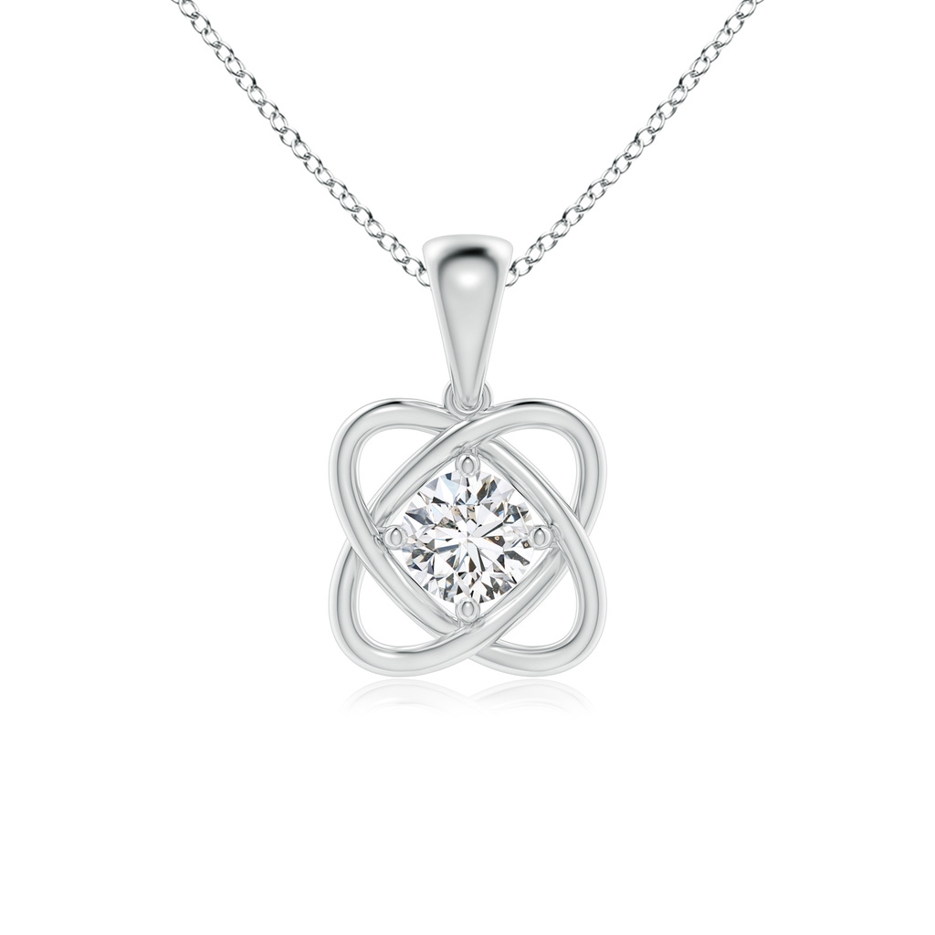 5.1mm HSI2 Round Diamond Love Knot Pendant in White Gold