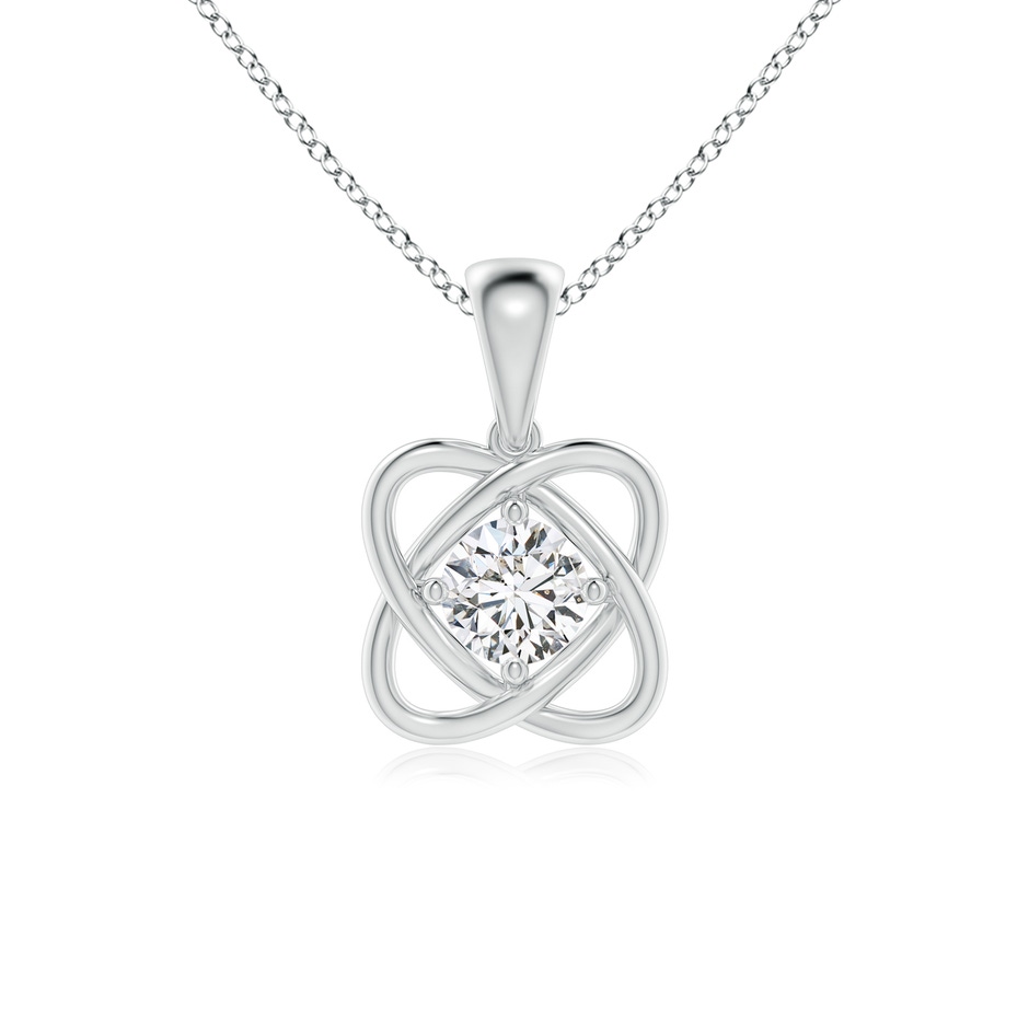 5.1mm HSI2 Round Diamond Love Knot Pendant in White Gold 