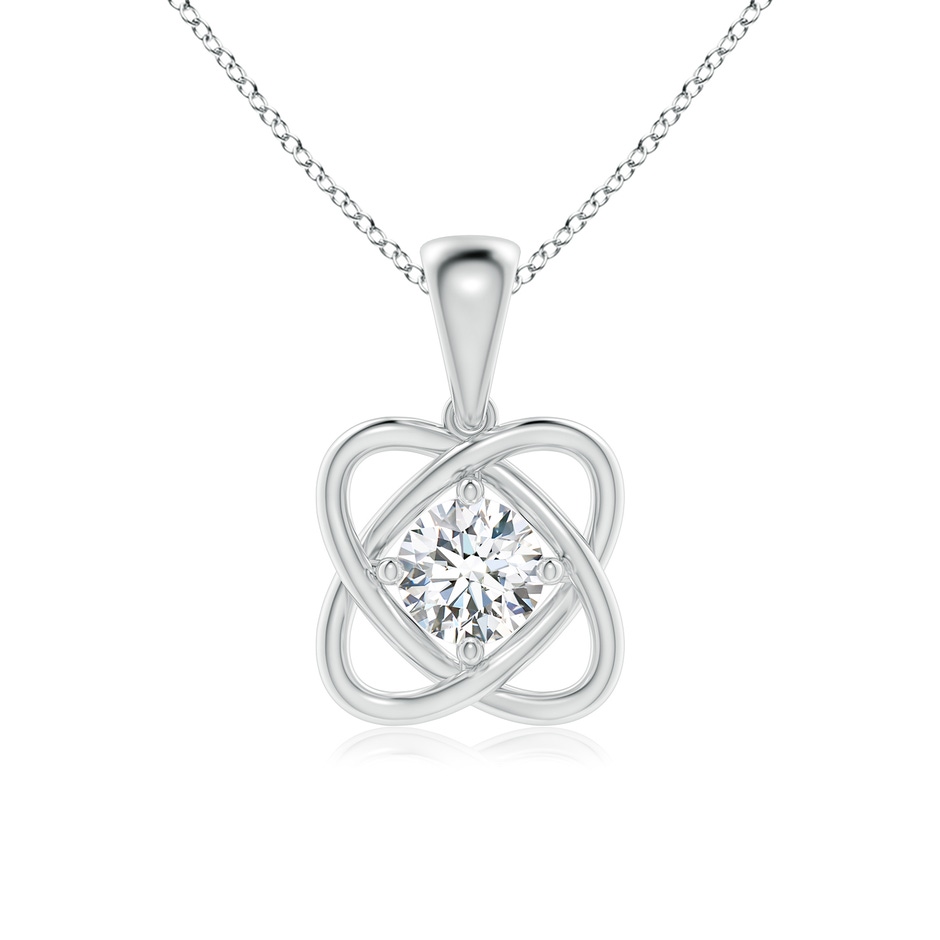5.9mm GVS2 Round Diamond Love Knot Pendant in White Gold 