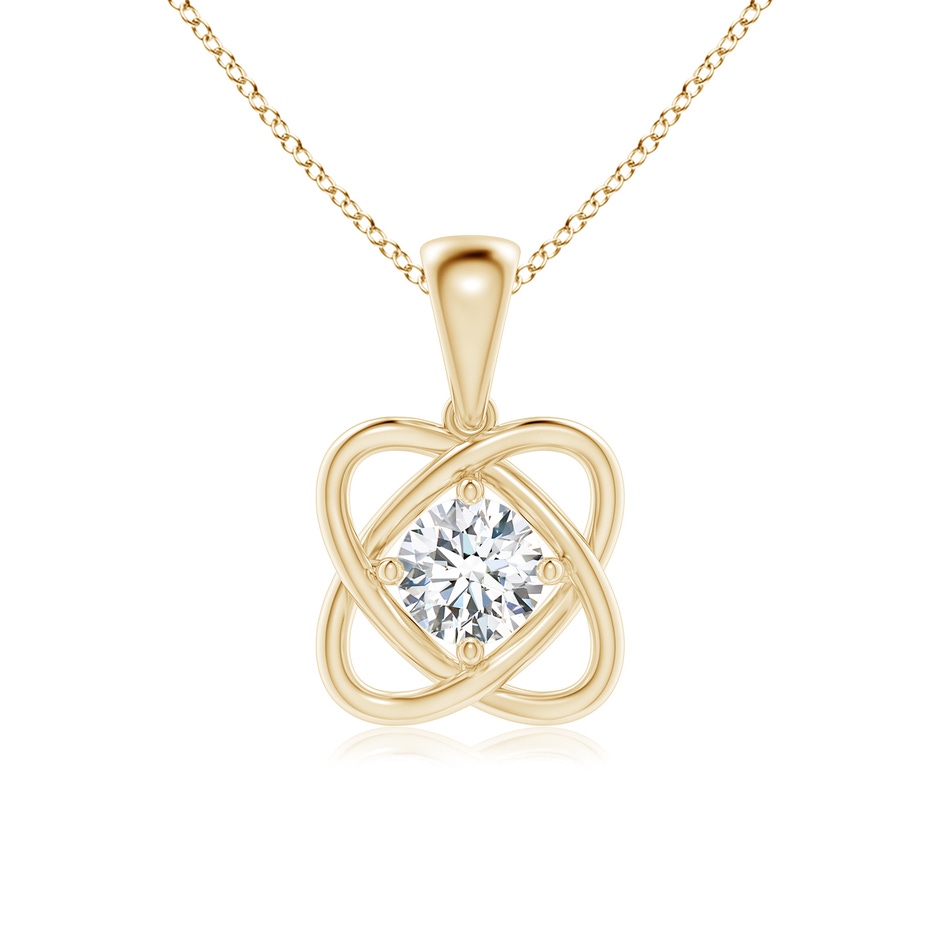5.9mm GVS2 Round Diamond Love Knot Pendant in Yellow Gold 