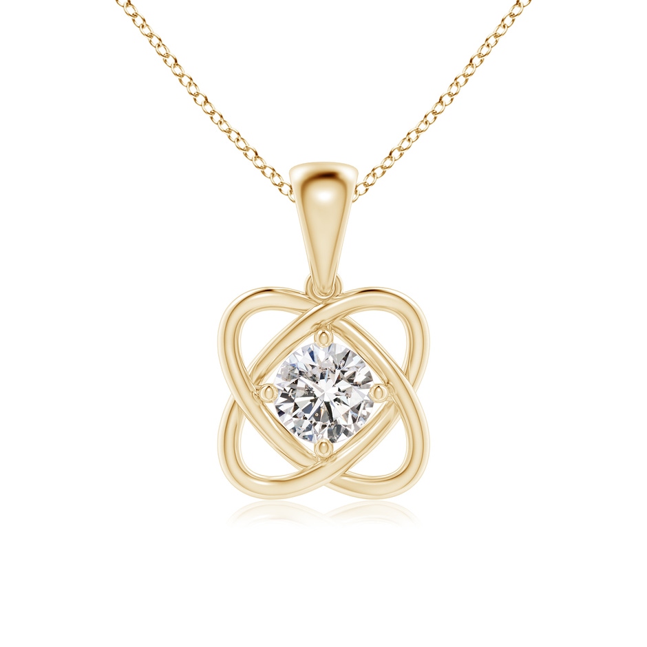 5.9mm IJI1I2 Round Diamond Love Knot Pendant in Yellow Gold 