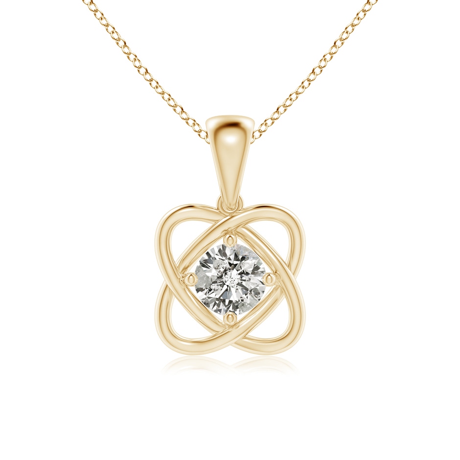 5.9mm KI3 Round Diamond Love Knot Pendant in Yellow Gold 
